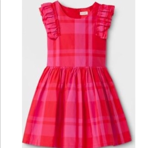 Cat /& Jack Girls/' A Line Dress Black Velvet Red Plaid Velvet L 10//12 NEW